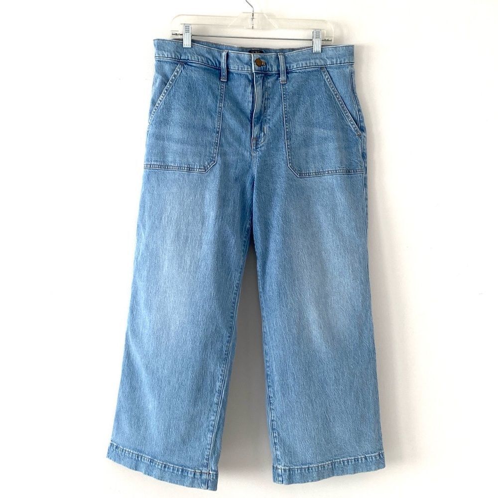 J. Crew Factory Wide-Leg Crop Denim Jeans 2025 Sz 32 Preppy Chic Nautical Coast